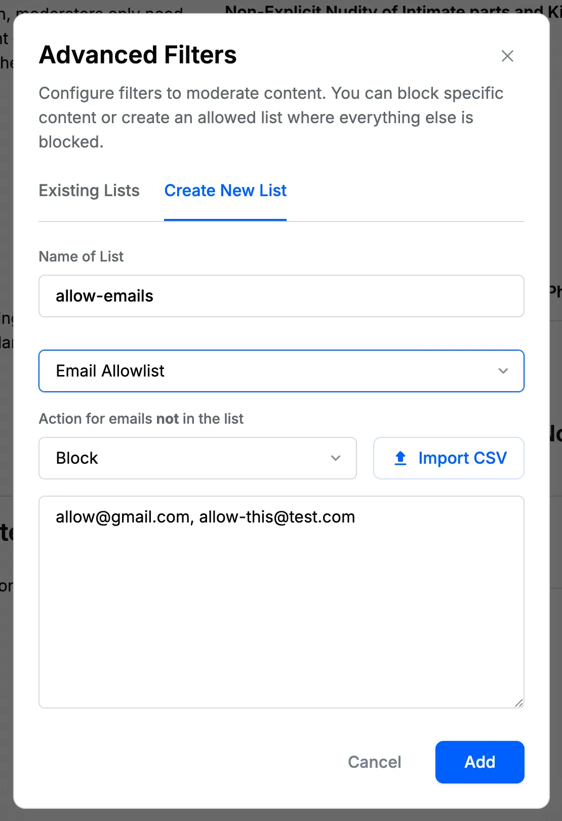 Email Allowlist Filters