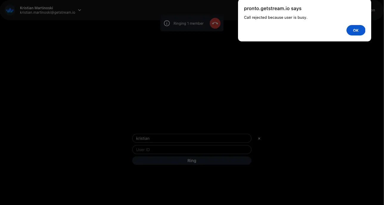 Call rejected when busy