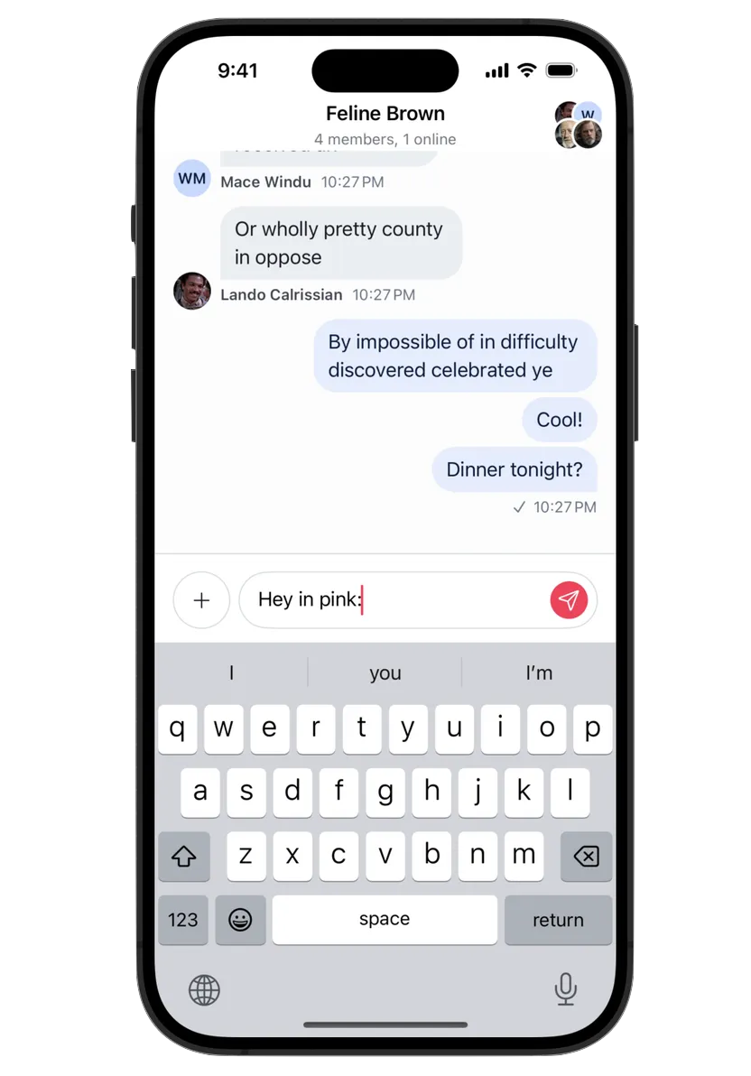 Chat UI with pink tint color