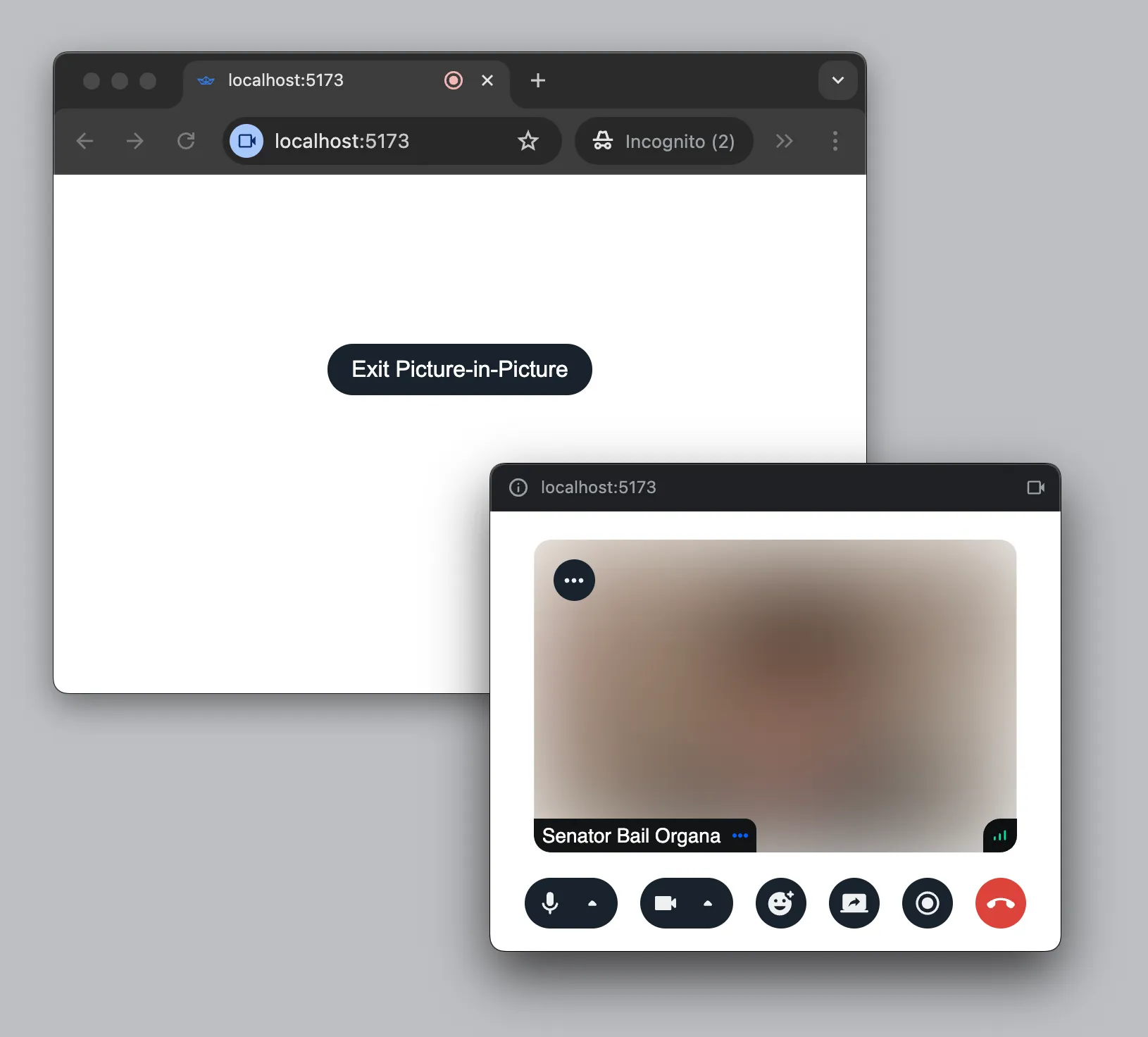 Call UI is hidden while it's displayed in PiP window