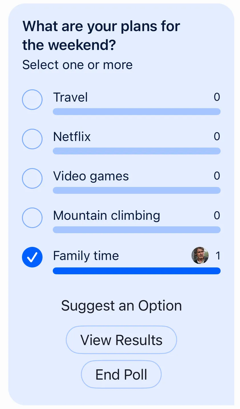 Screenshot showing poll attachment view