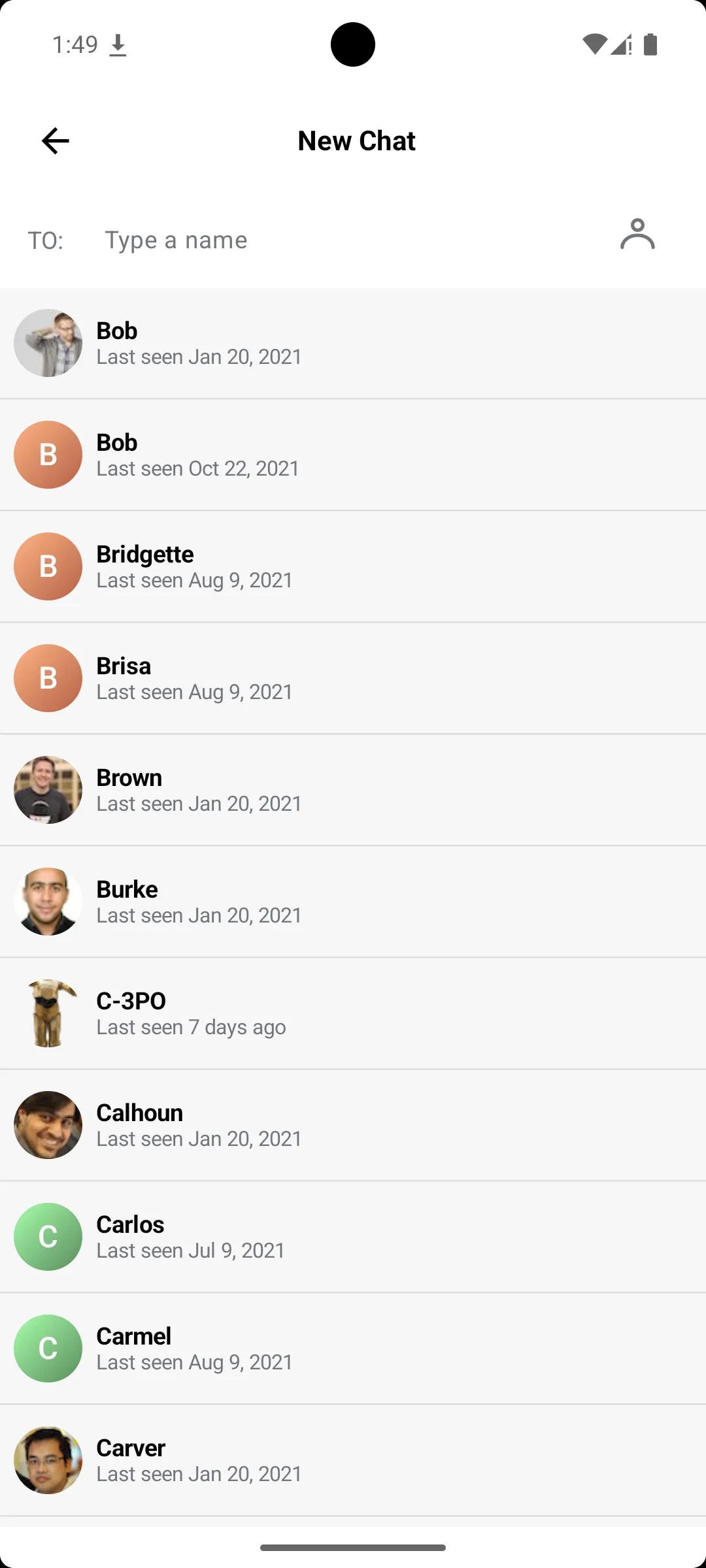 Screenshot showing the UI for searching users