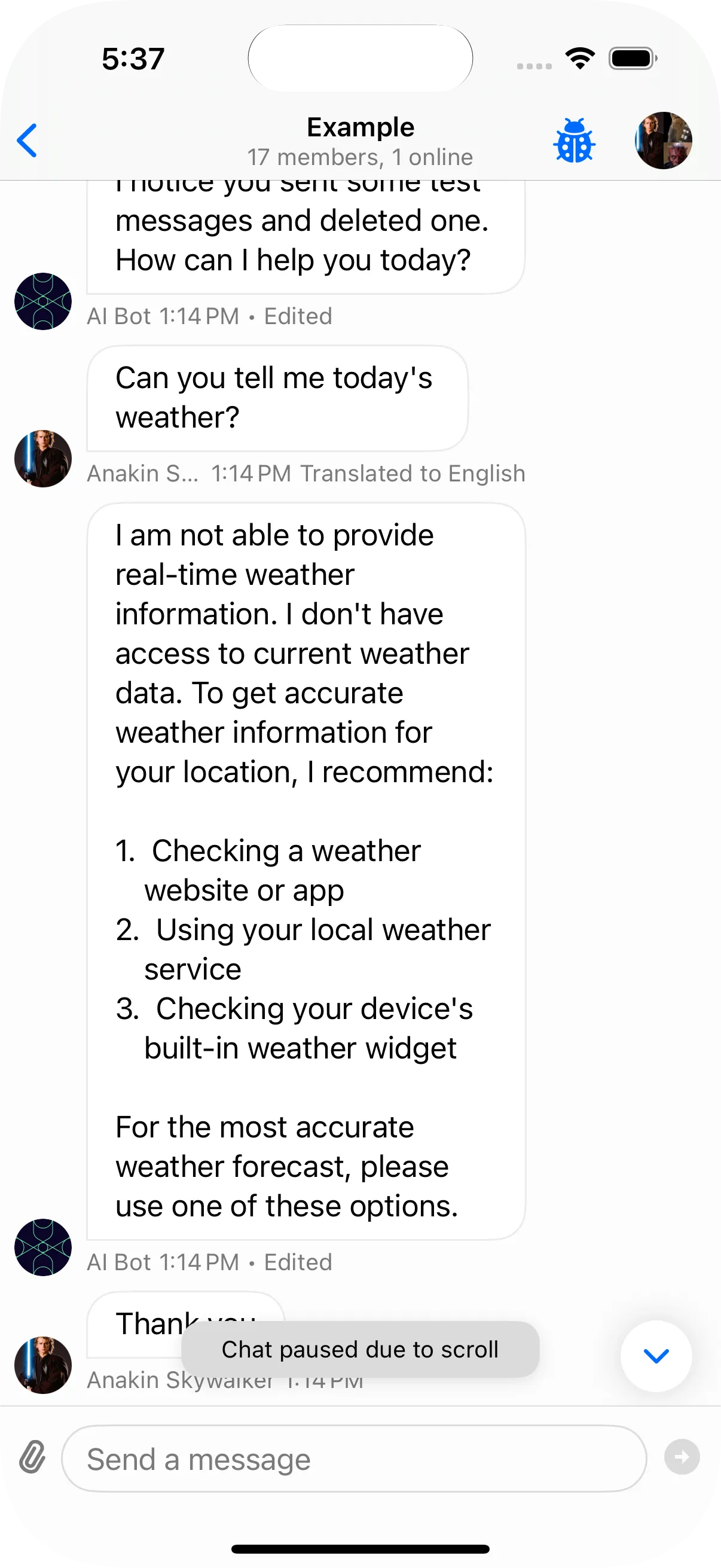 Livestream Chat Paused