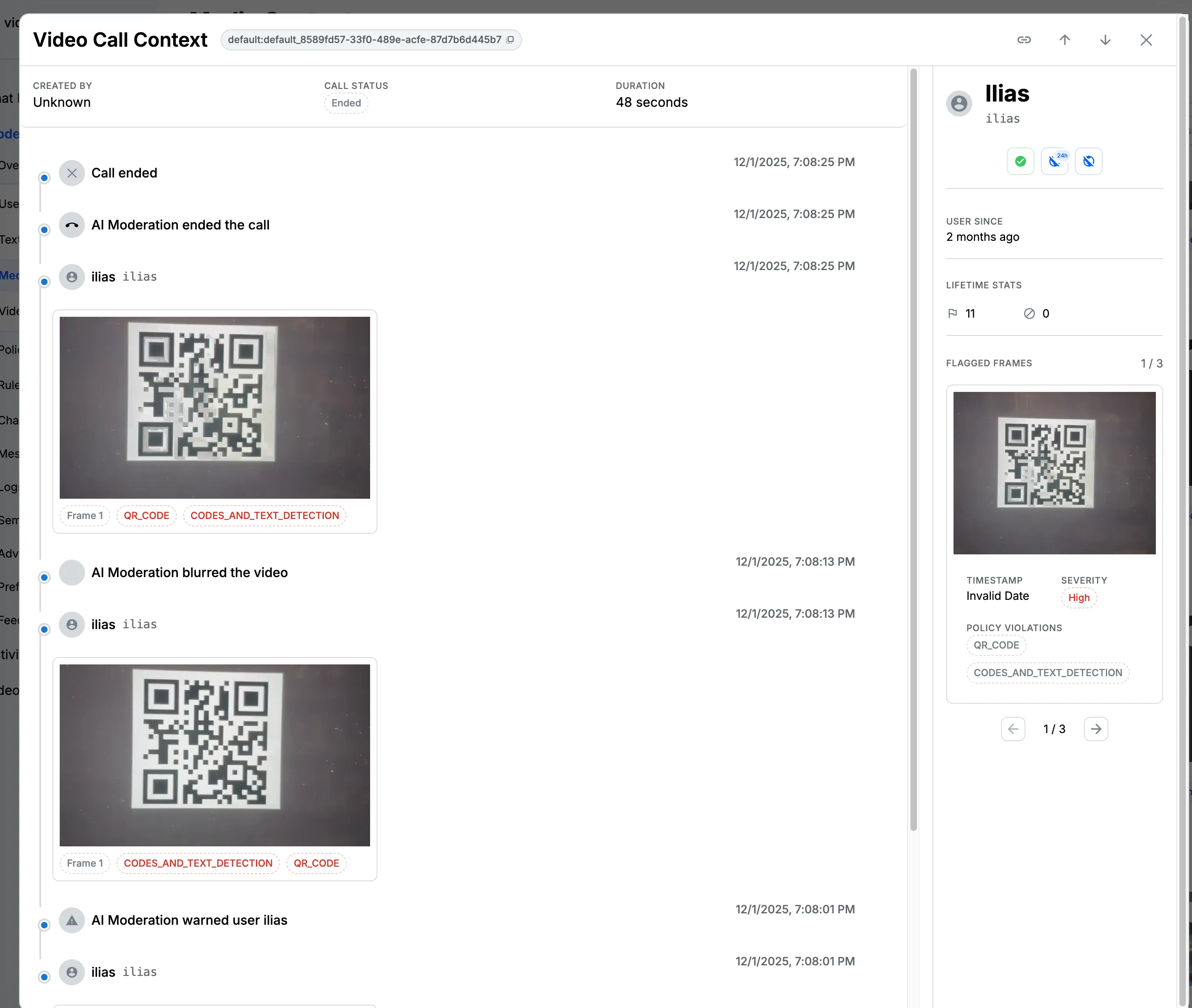Call Moderation Context Moderation
