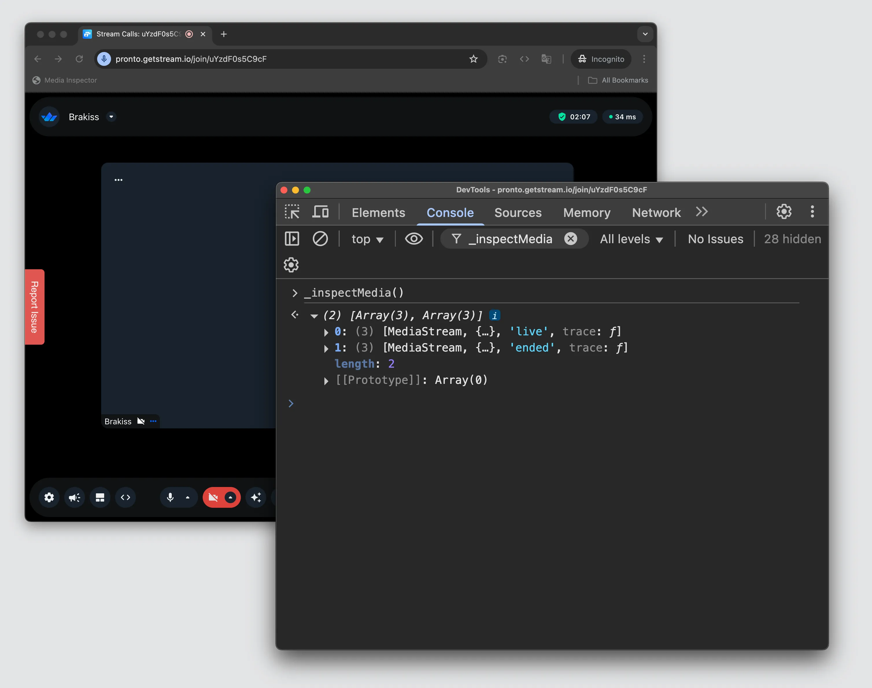 _inspectMedia() call output