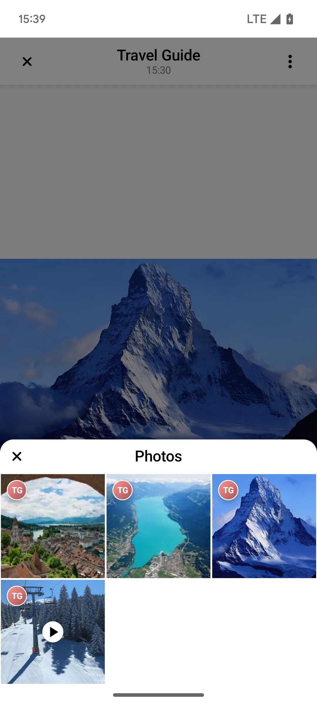 Default Image and Video Attachment Gallery with Overview Light Mode