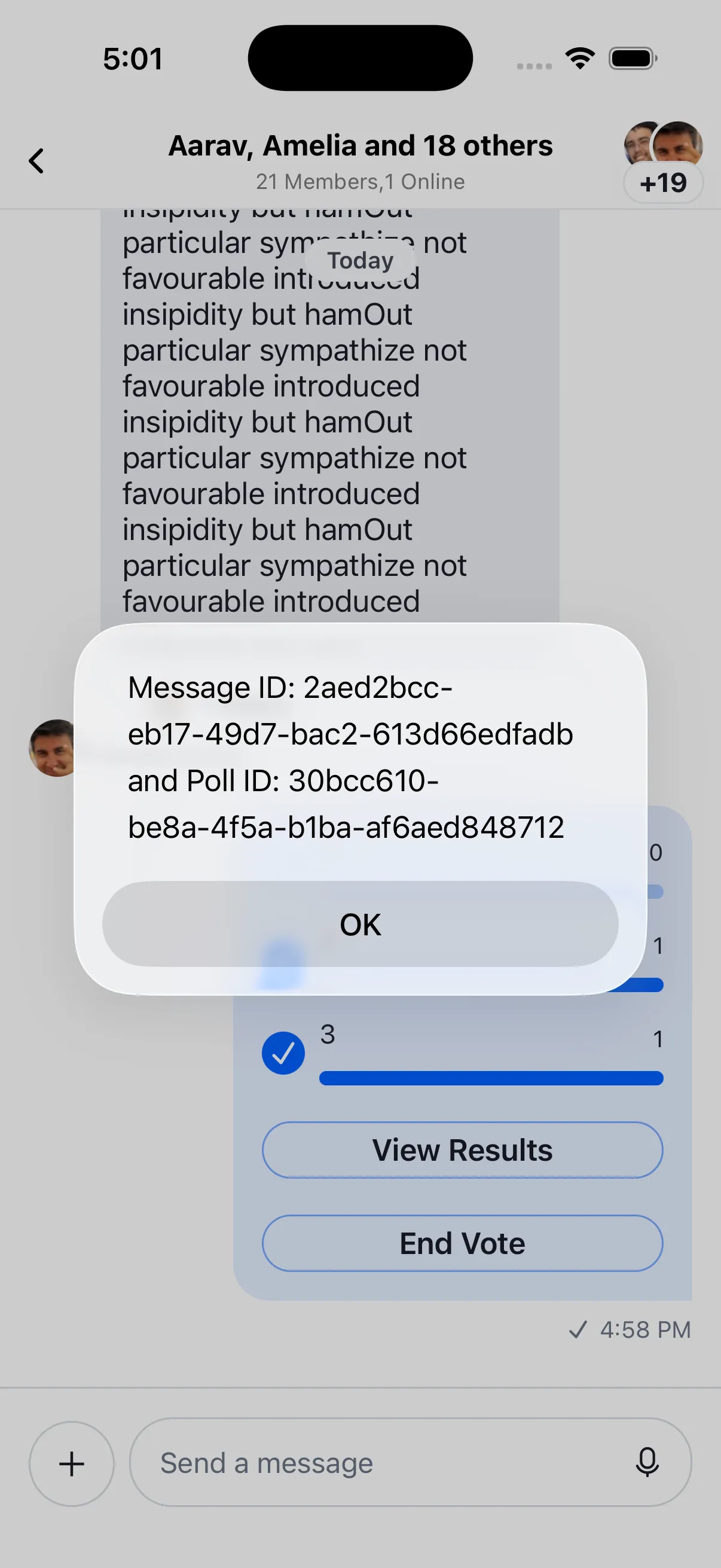 Poll with View Results alert