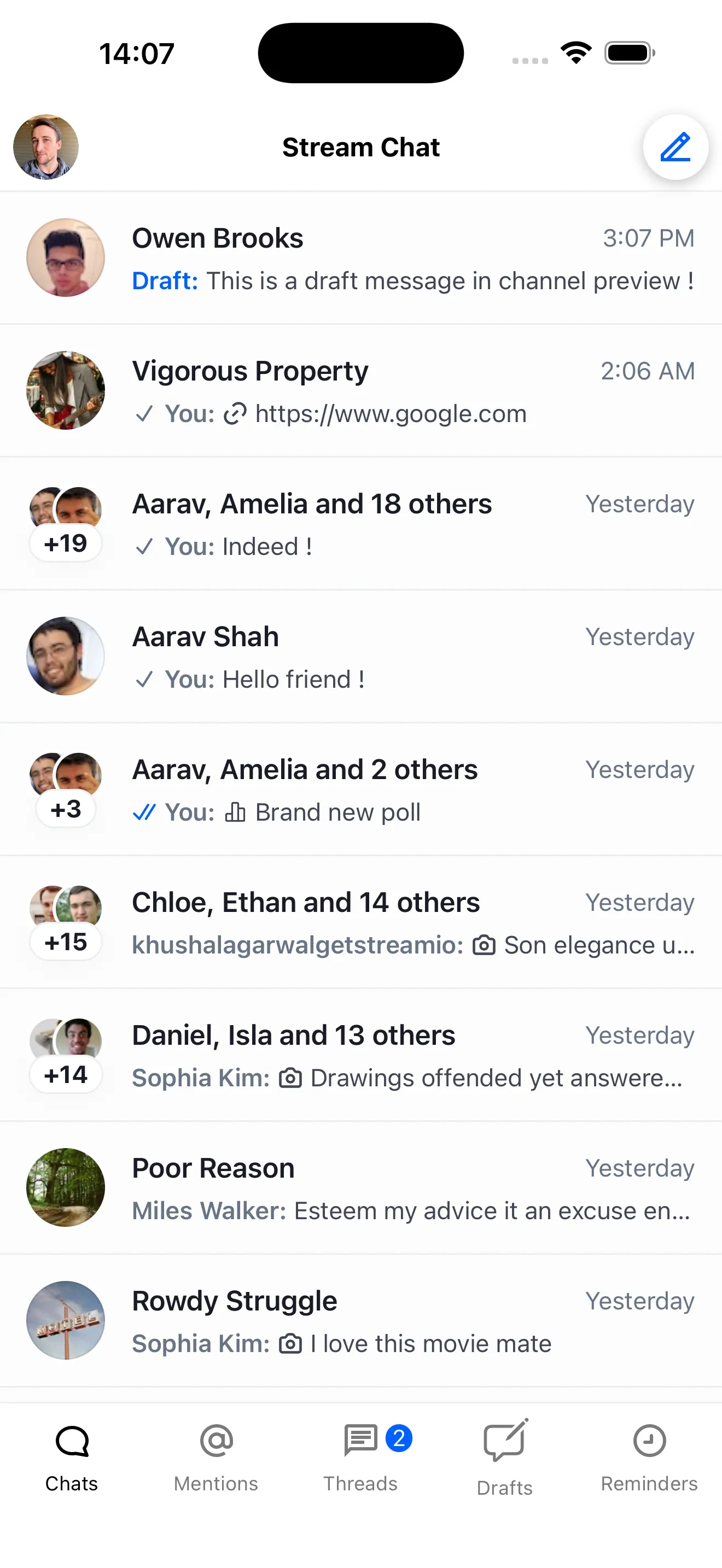 Draft Message Preview on Channel list
