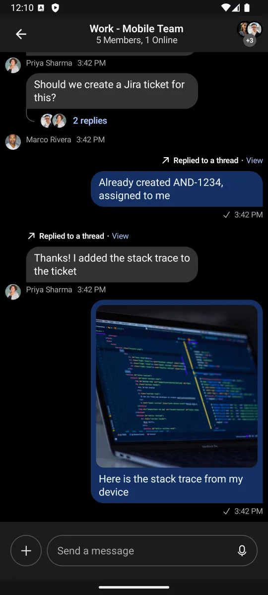 Default Dark Mode ChannelScreen Component