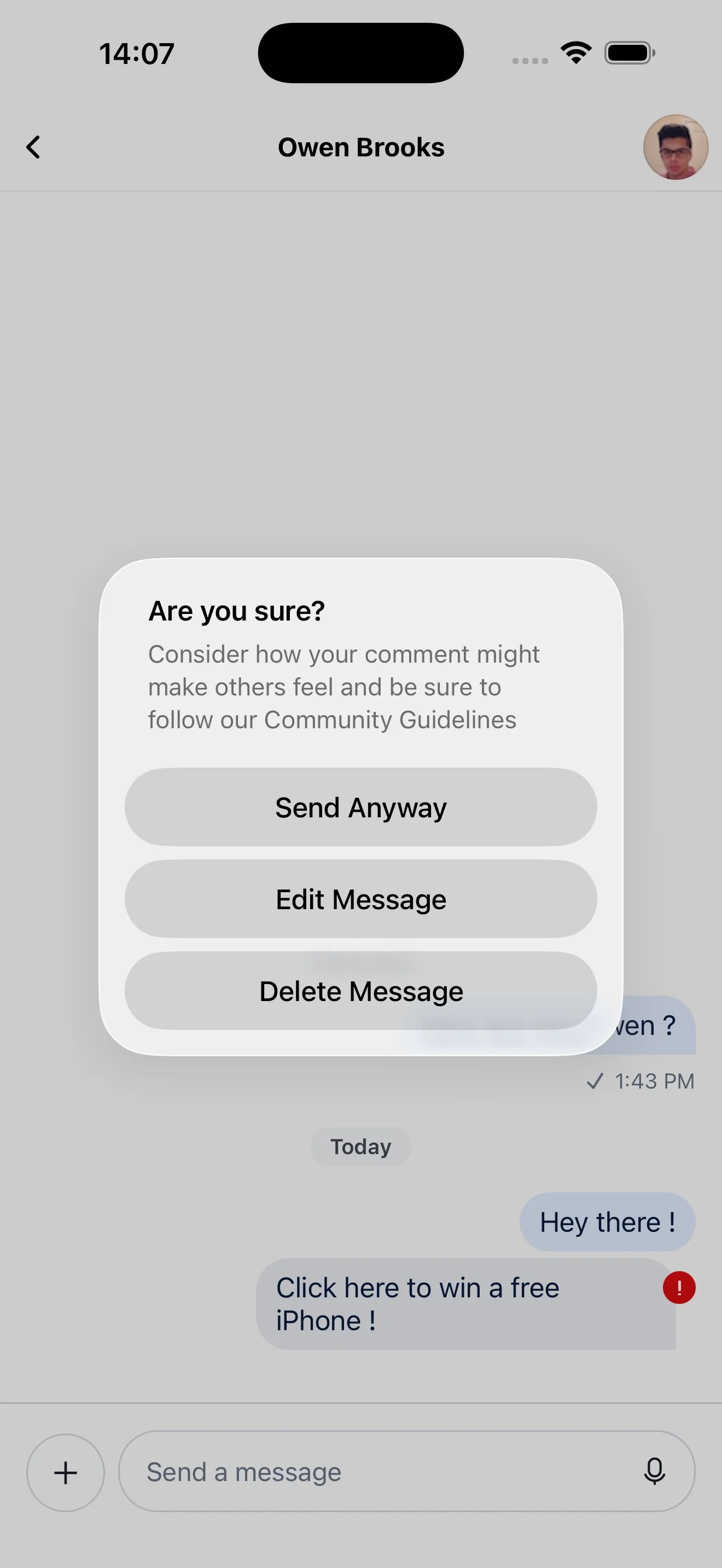 Bounced message actions
