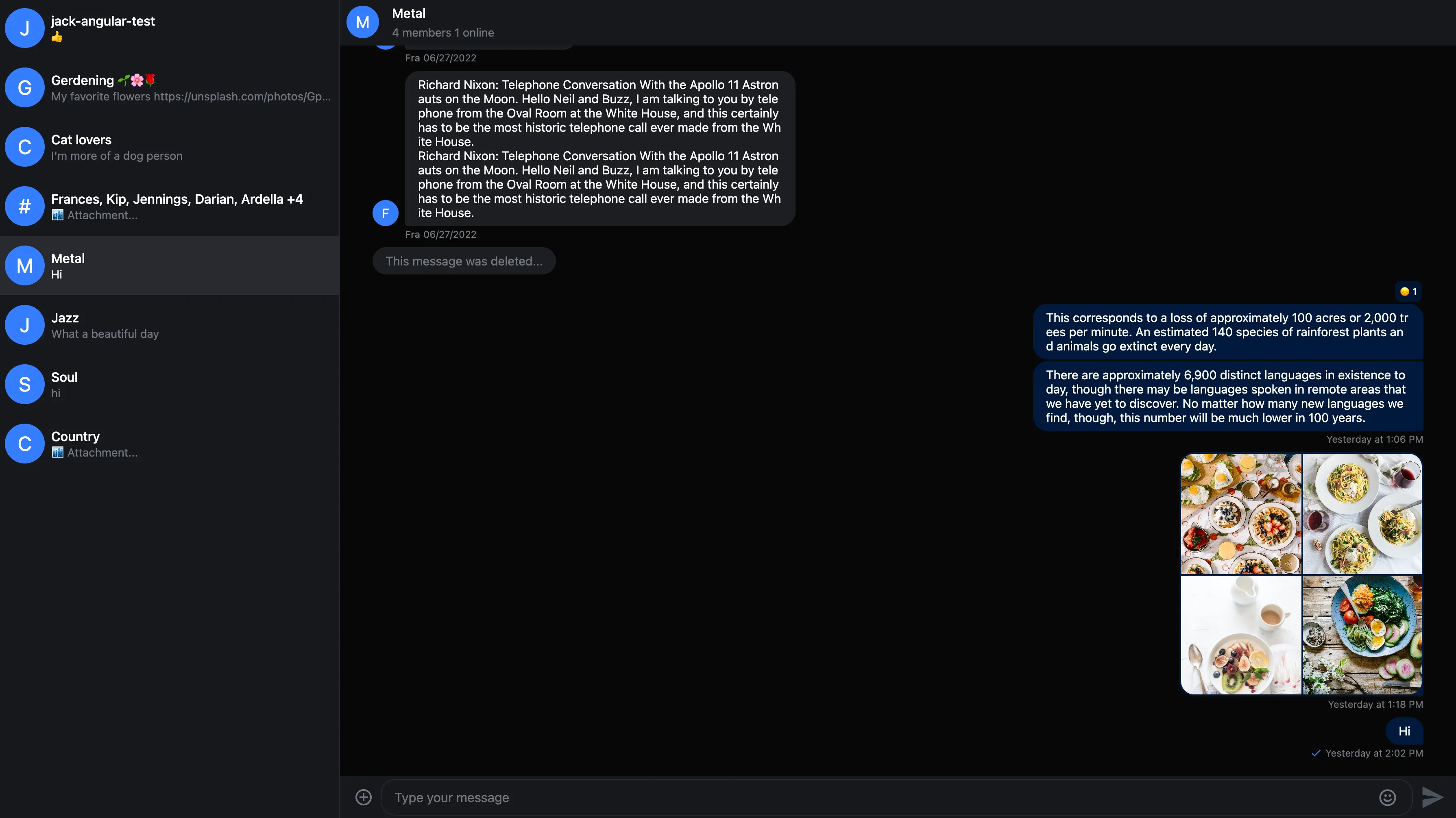 Stream Chat React UI in Dark Theme