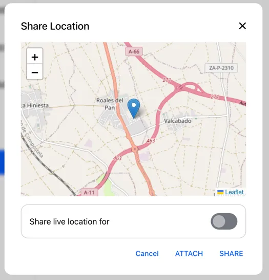 ShareLocationDialog with map