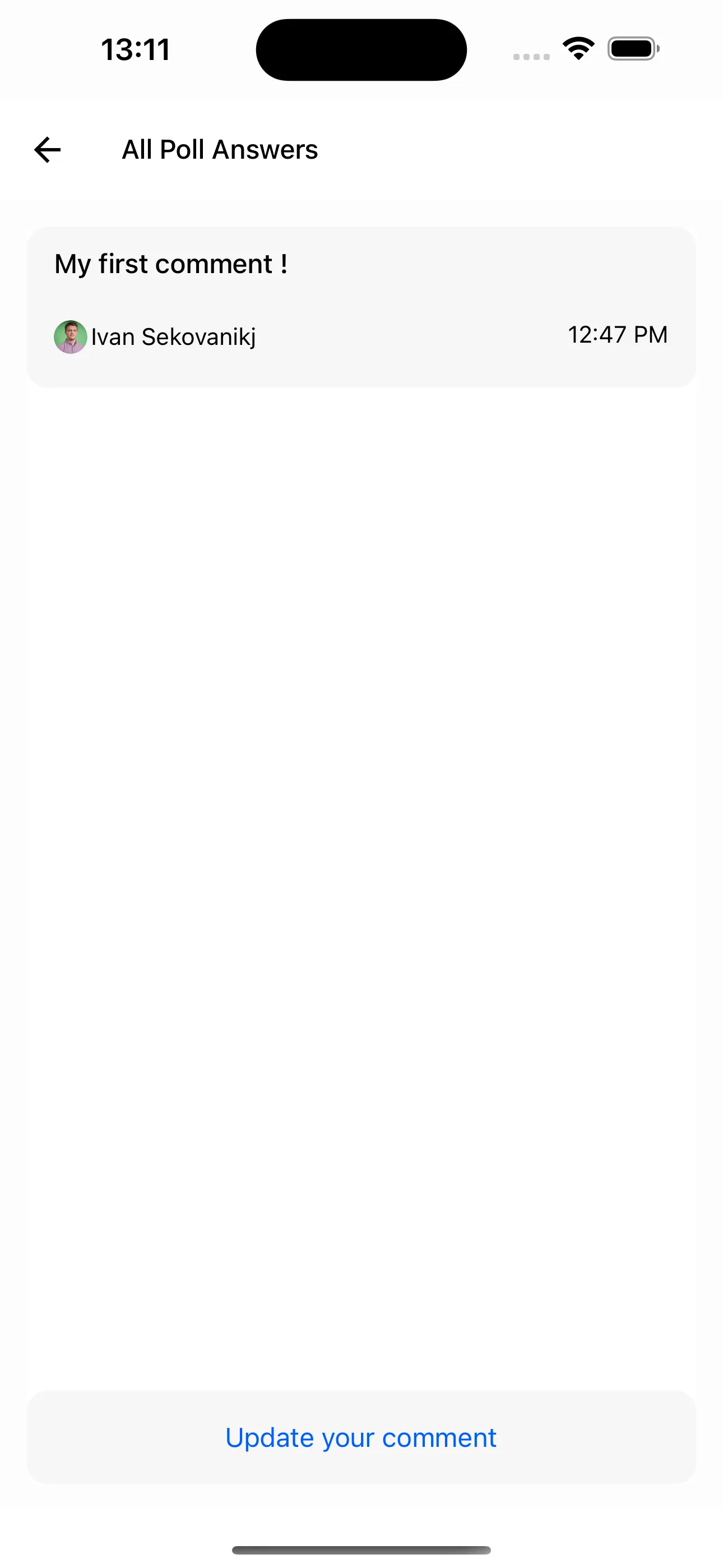 Default poll answers list screen