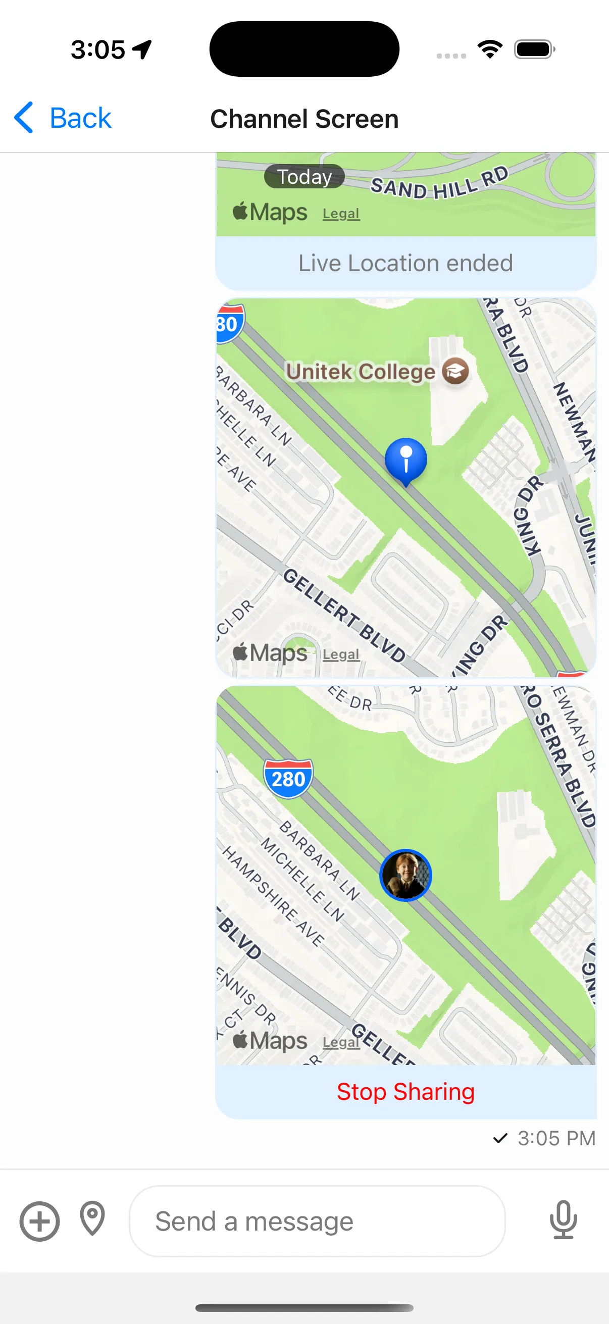 Preview of message location