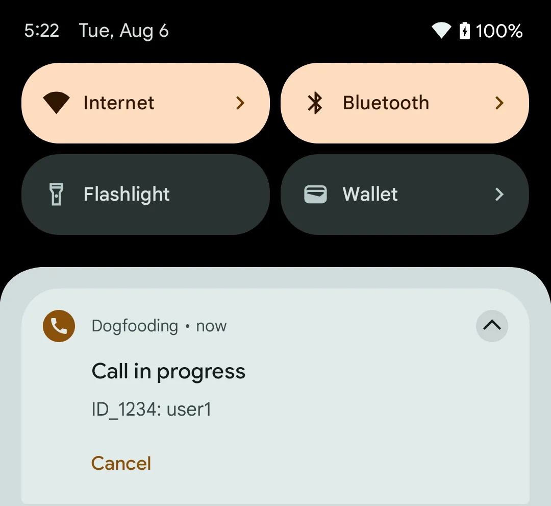 Active call notification