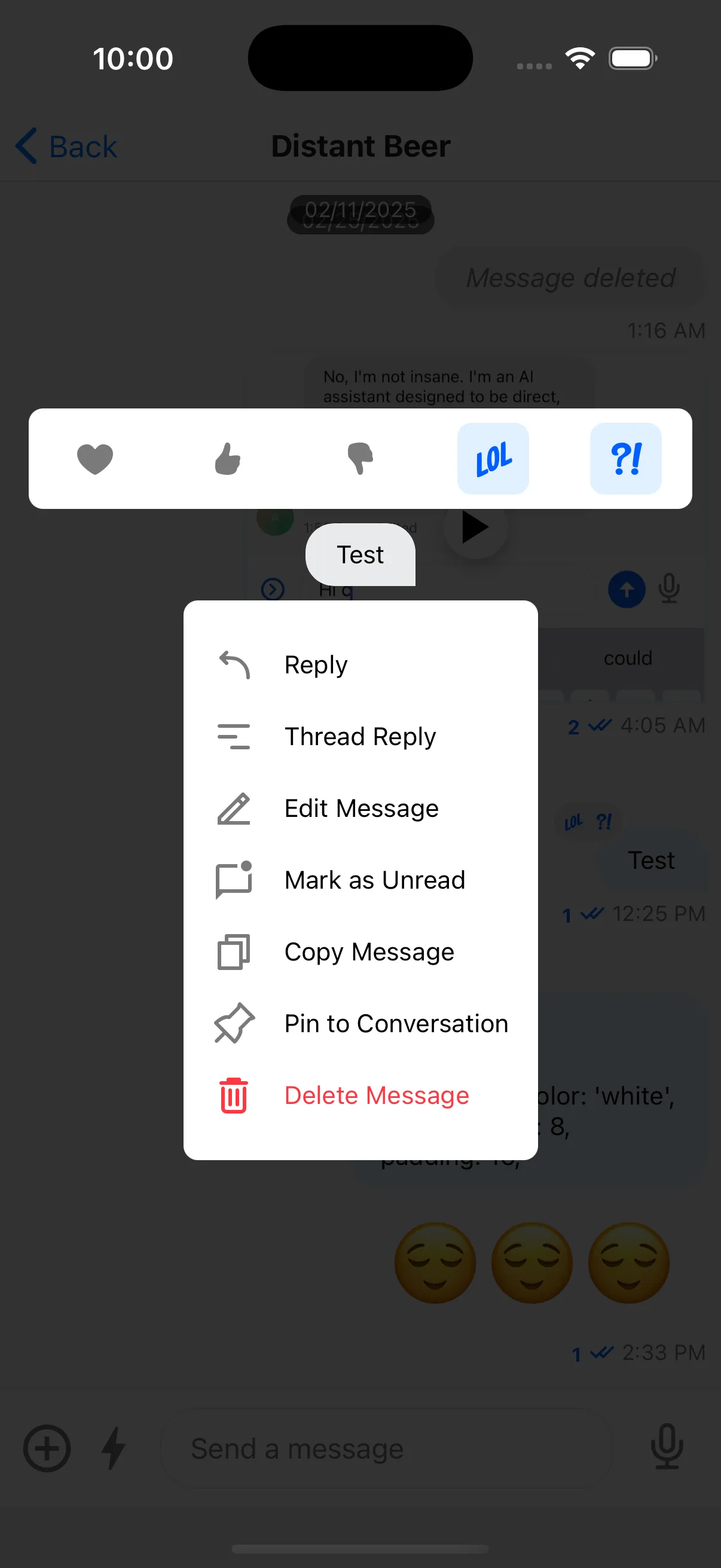 Custom Message Menu