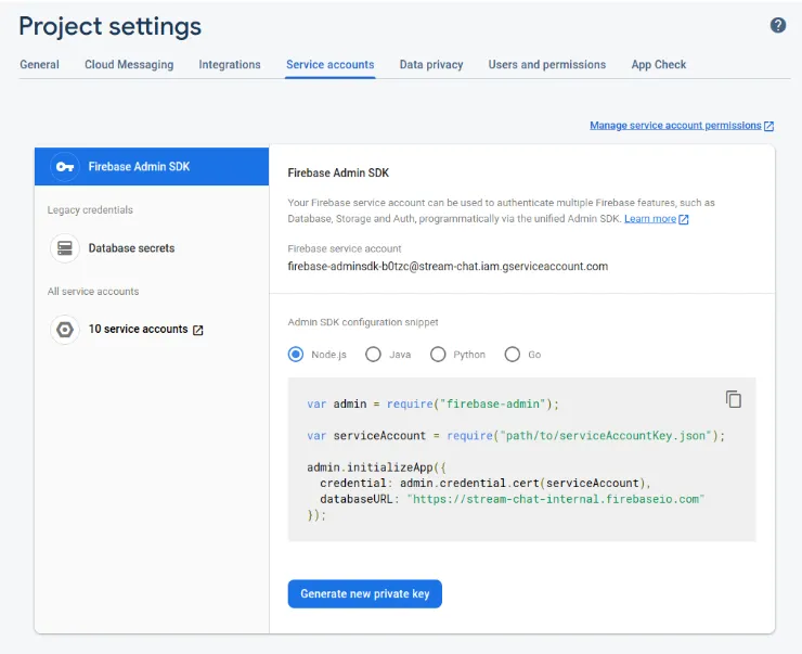 Firebase Console Screenshot