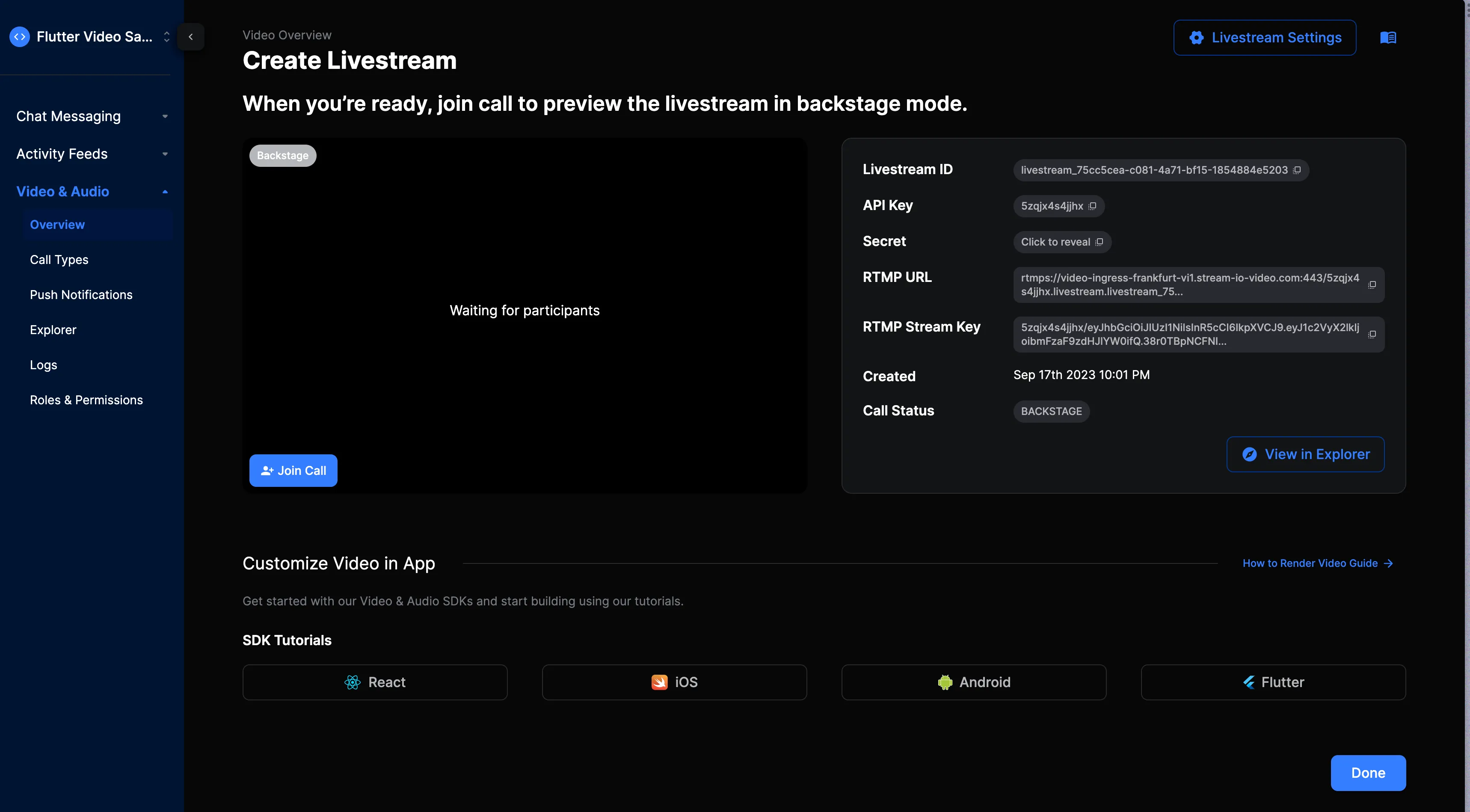 Stream Livestream Dashboard