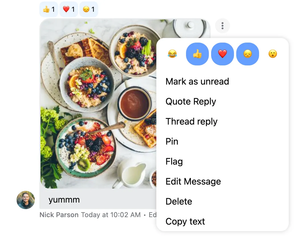 Message Actions Screenshot