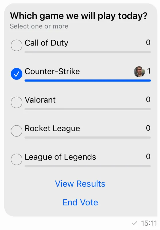 Screenshot showing poll attachment view