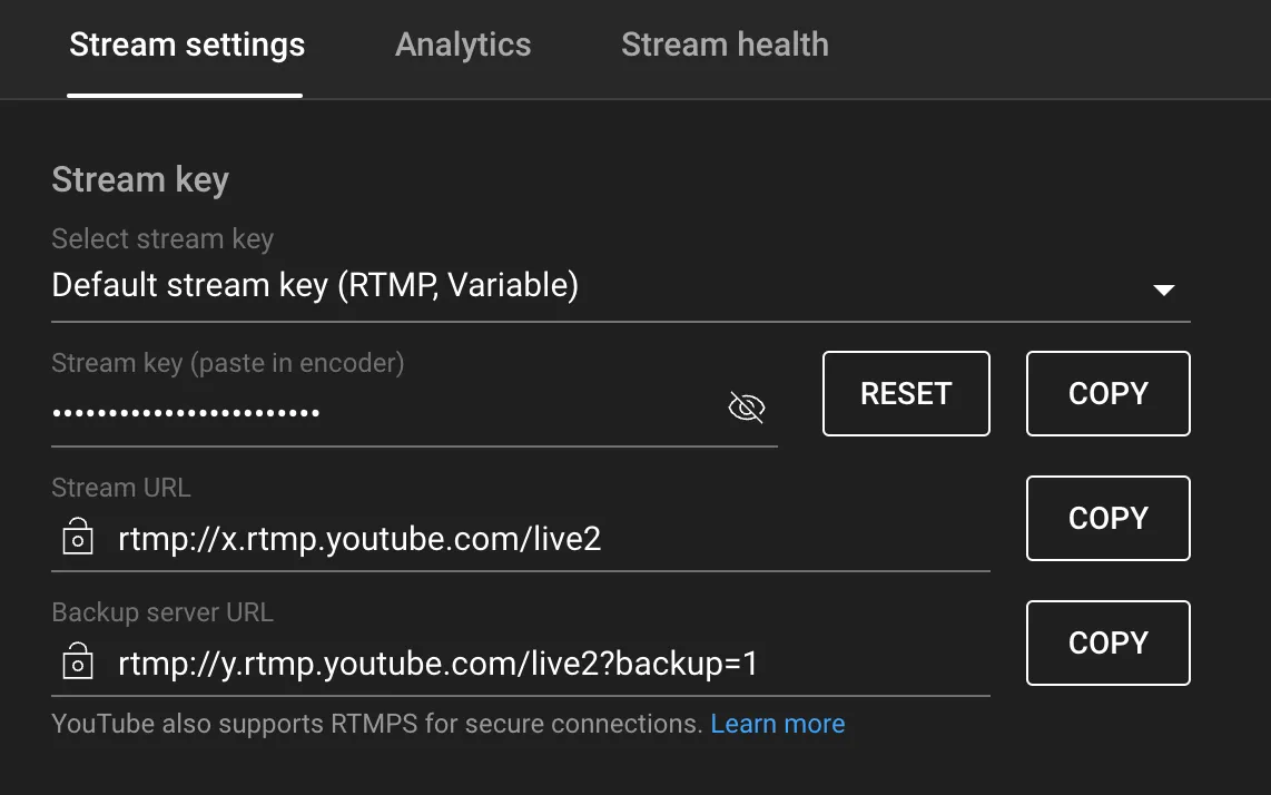 Rtmp Broadcasts Youtube Dashboard