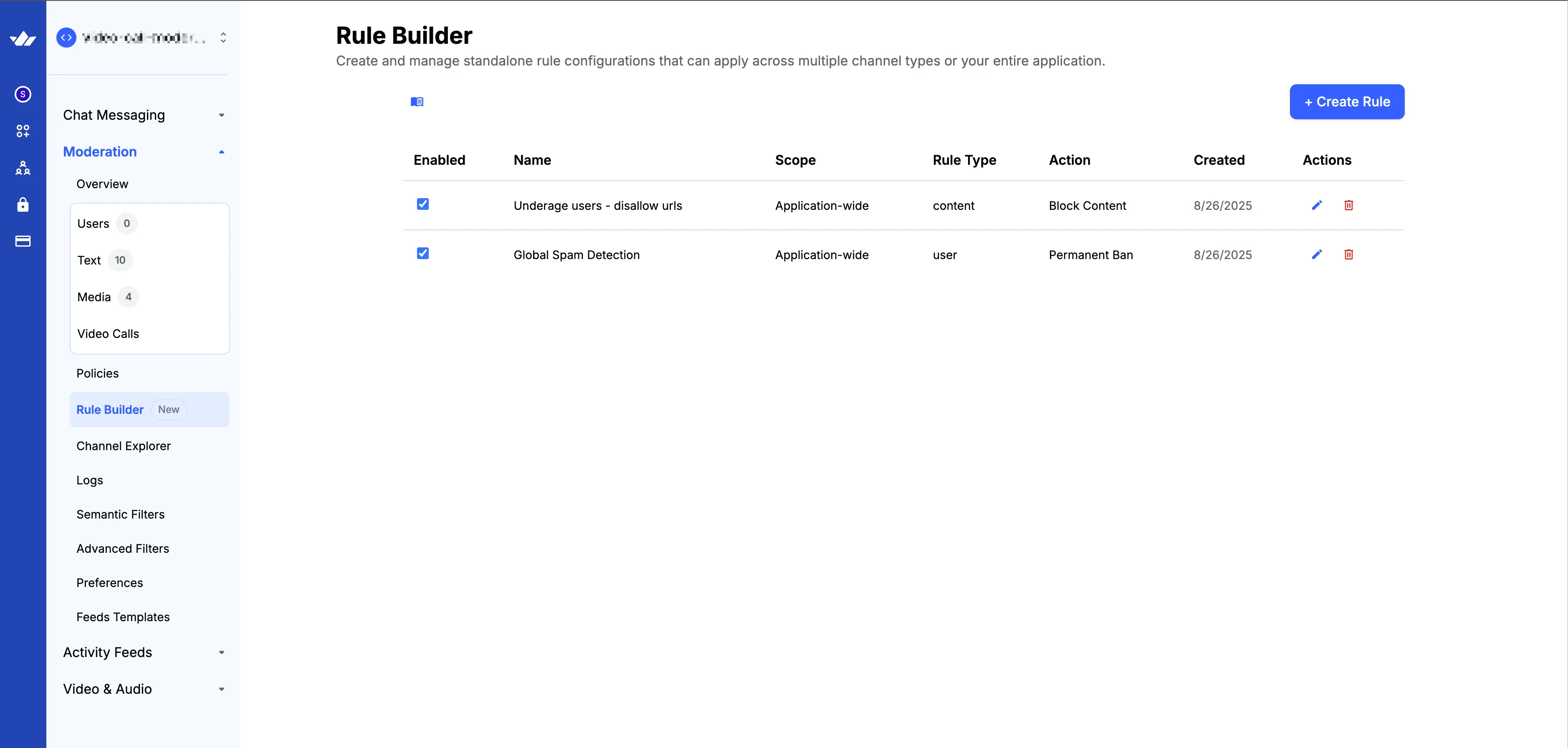 Rule Builder List