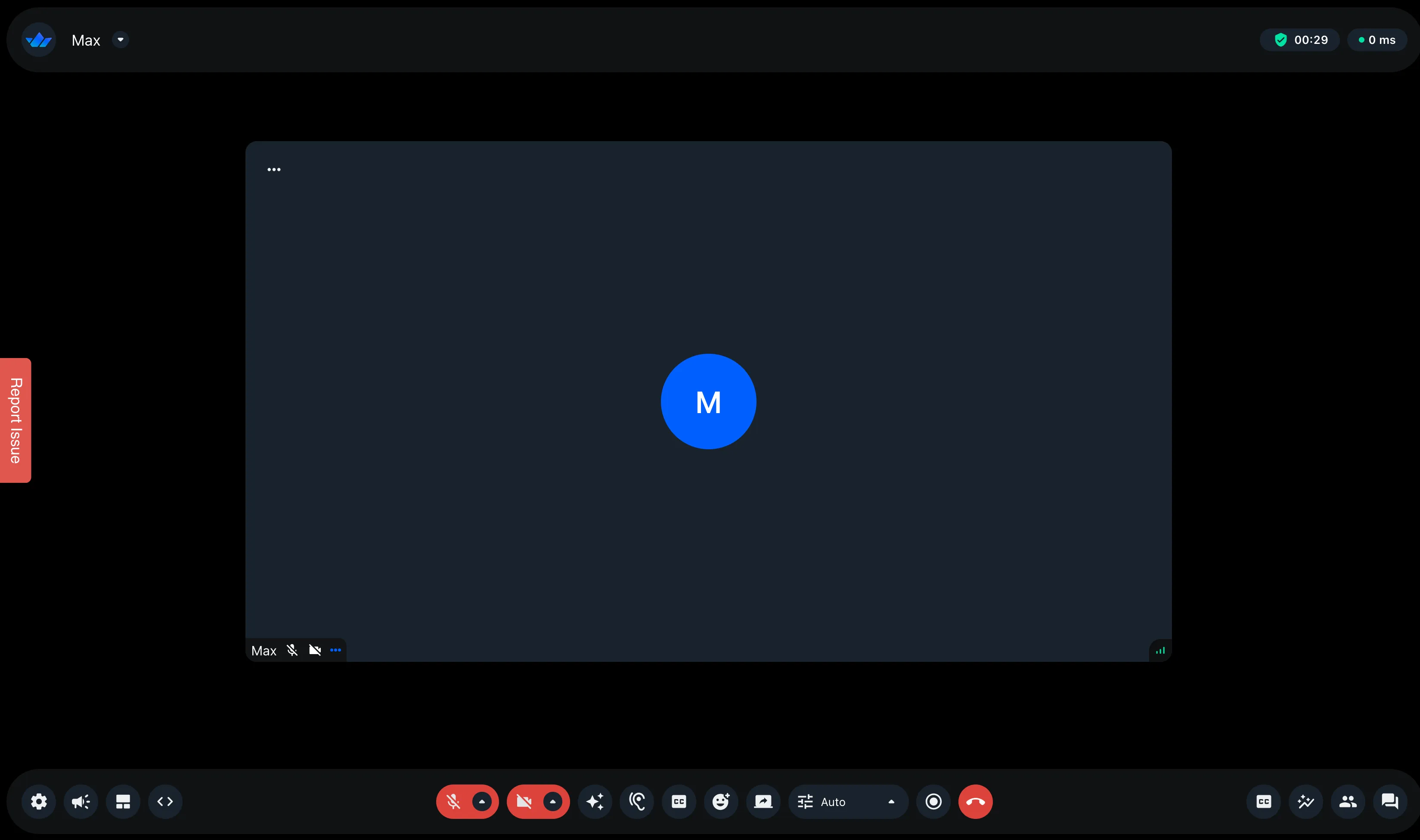 Screenshot of a video call with just a human participant.