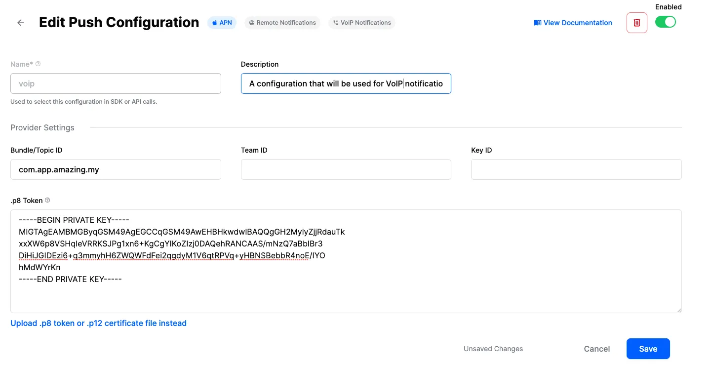 Screenshot shows the creation of a VoIP certificate