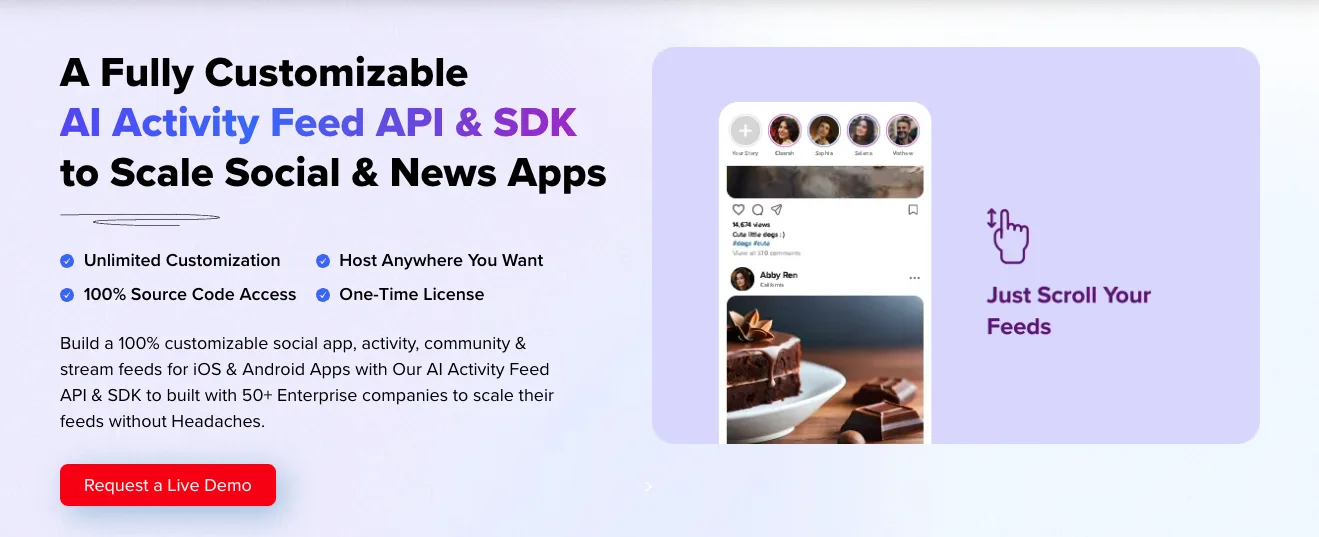MirrorFly: AI Activity Feed API and SDK for social and news apps