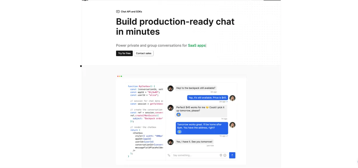 TalkJS - Build production-ready chat in minutes