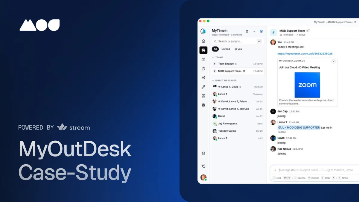 MyOutDesk case study: powered by Stream Chat