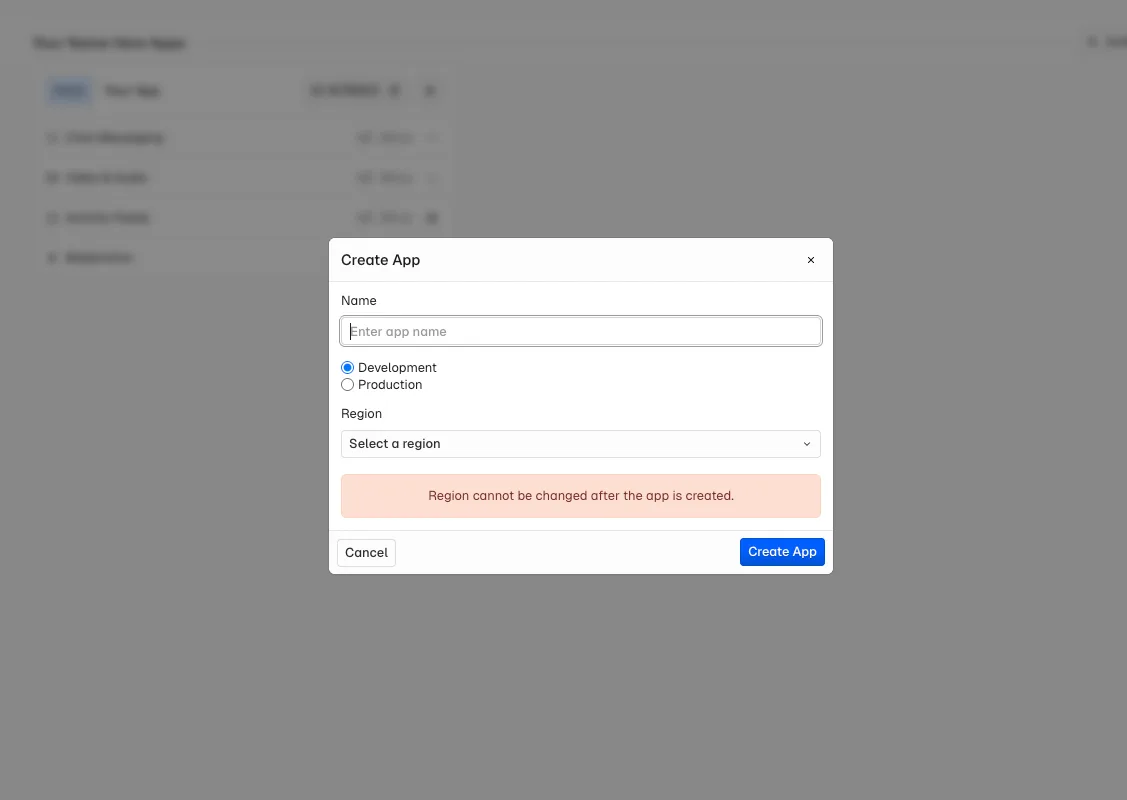Stream Dashboard - create a new application