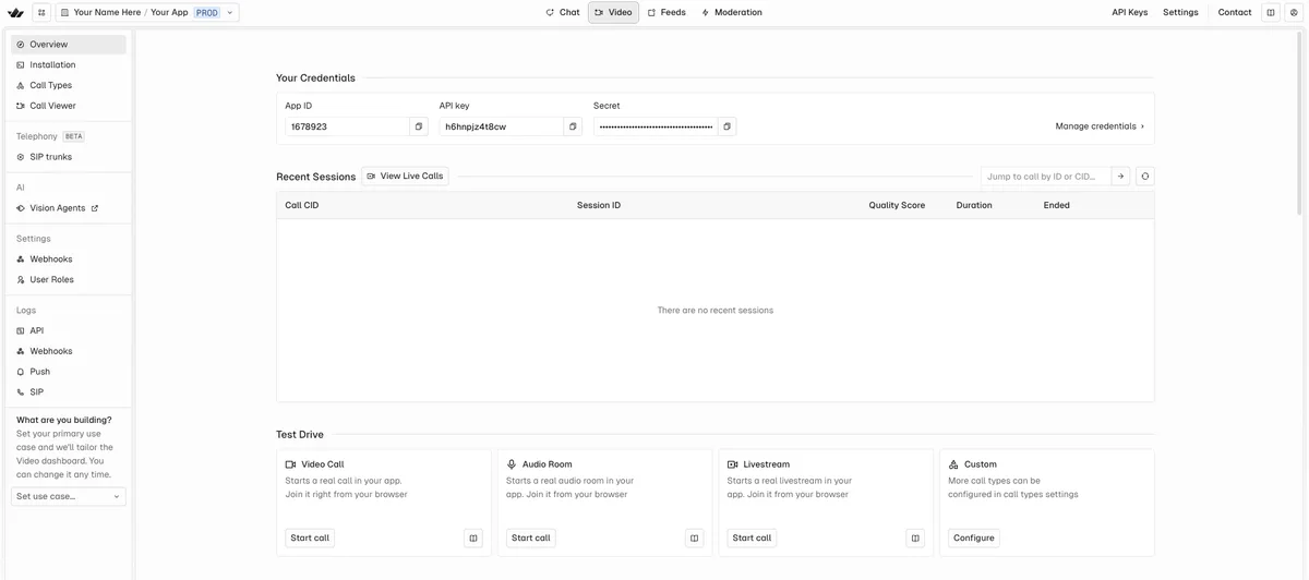 Stream Video Dashboard overview