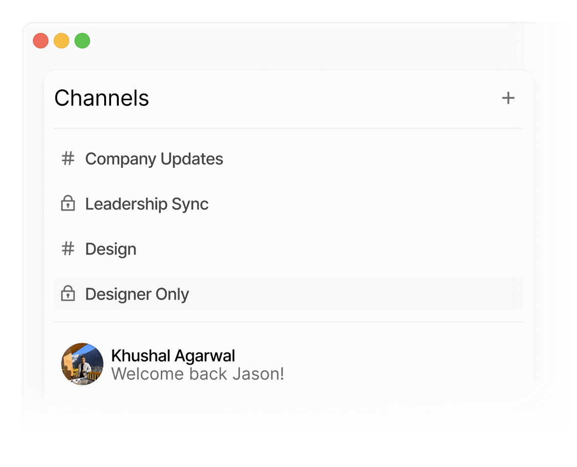 Public channels, private groups, DMs