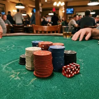 Poker chips and dice