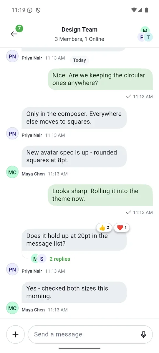 Screenshot showing the green brand theme applied