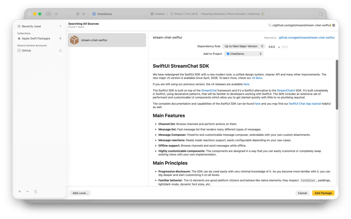 Screenshot showing the SPM setup