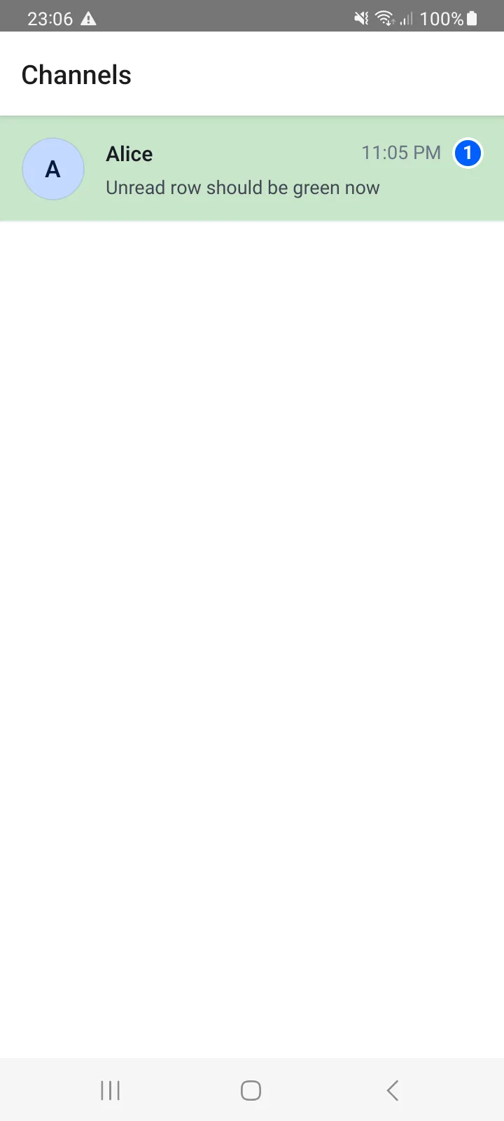 Unread channel highlighted on Android