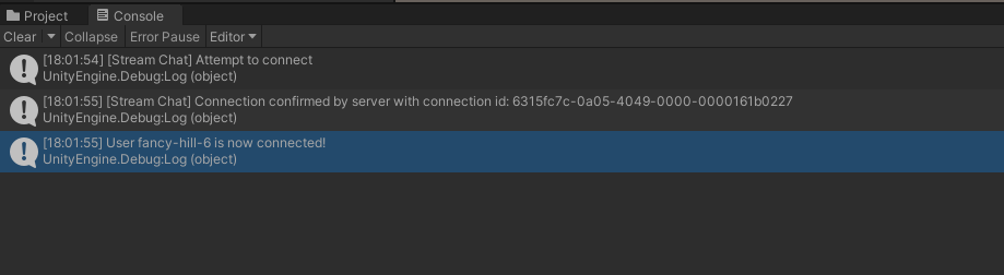 Valid connection with the Stream Server