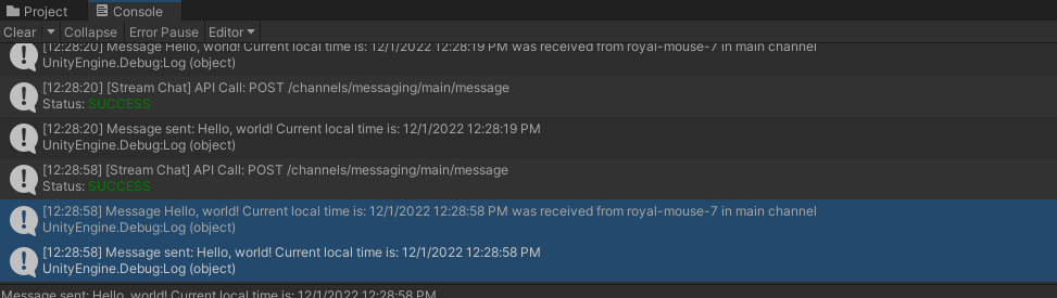 New message confirmation