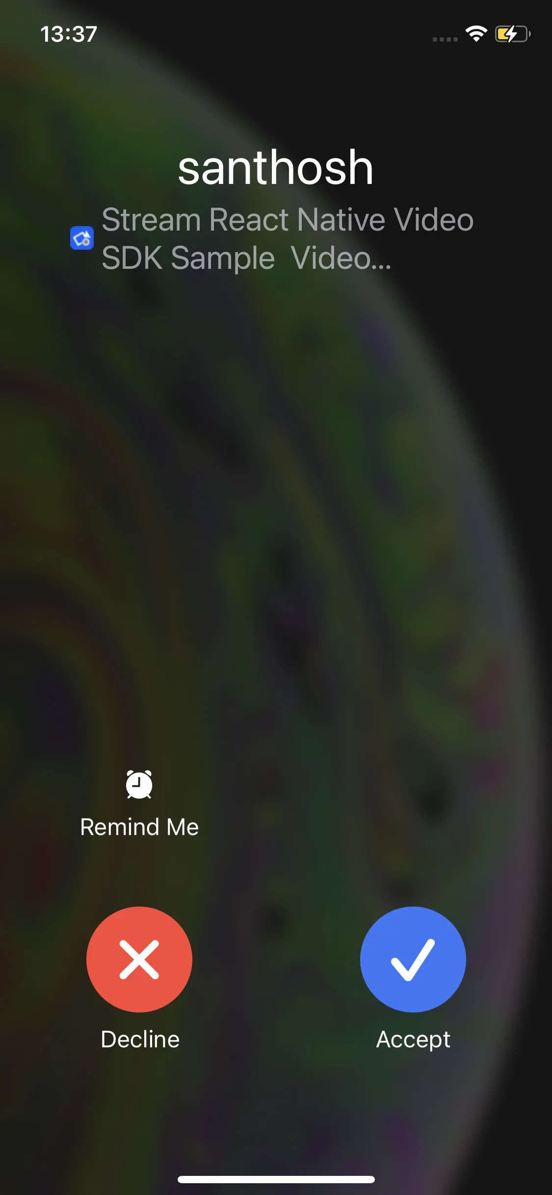 Preview of iOS incoming call notification