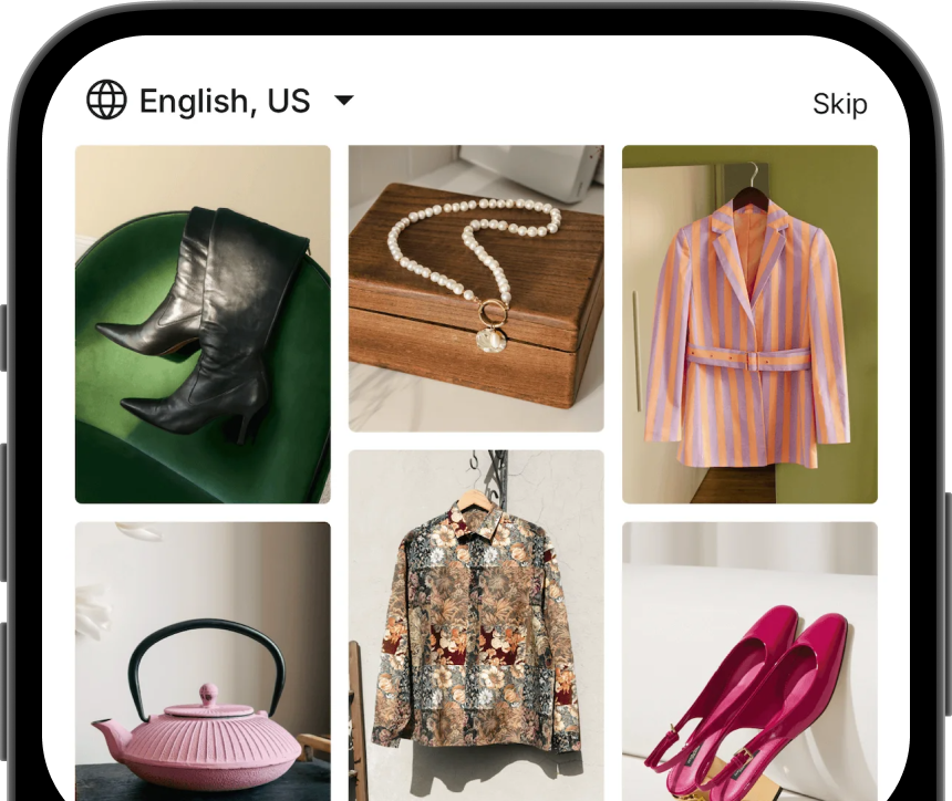 Personalized For You feed: discovery grid of items tailored to user interests