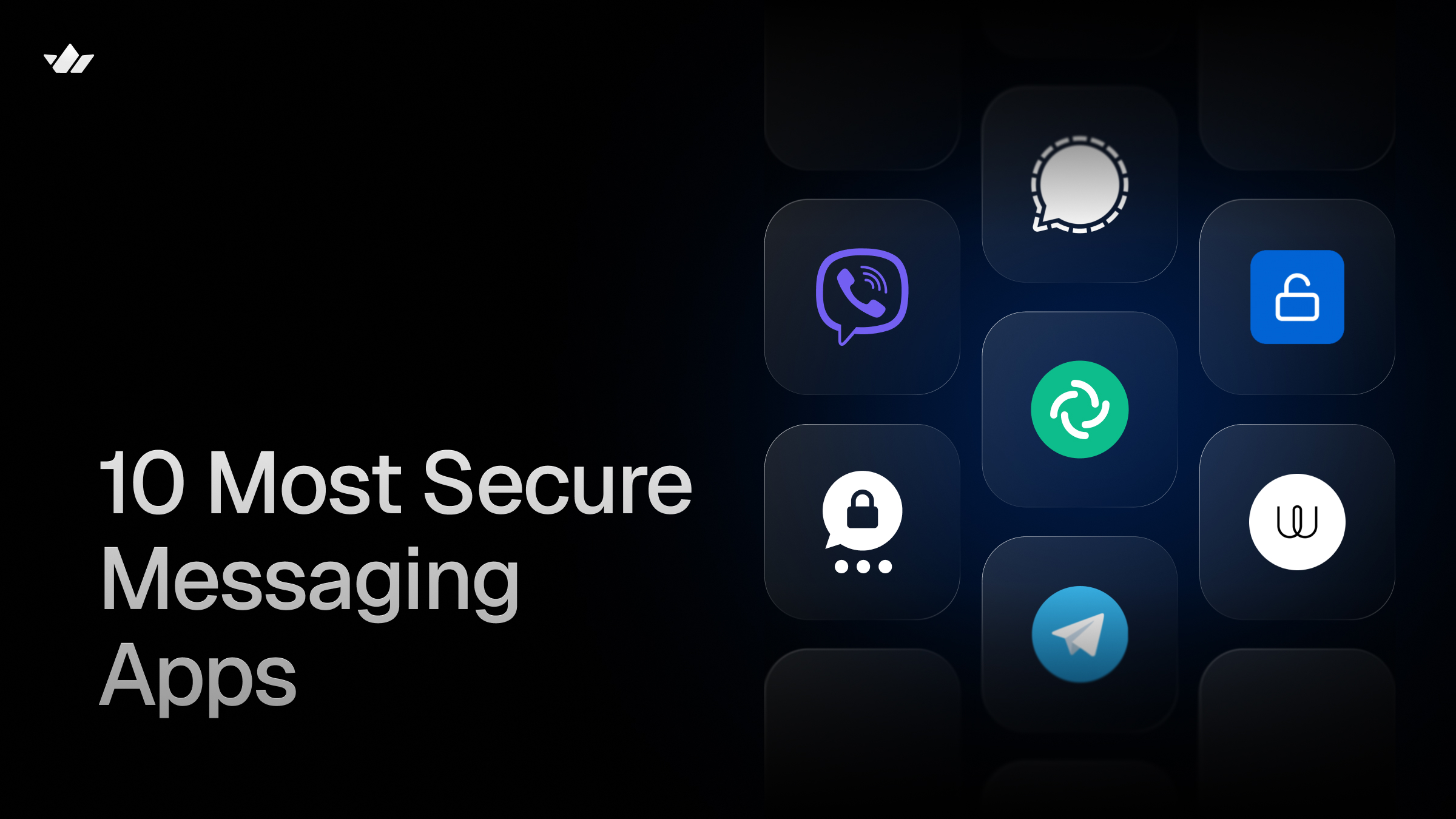 10 Most Secure Messaging Apps cover showing a grid of secure messaging app icons, including Viber, Signal, and Telegram