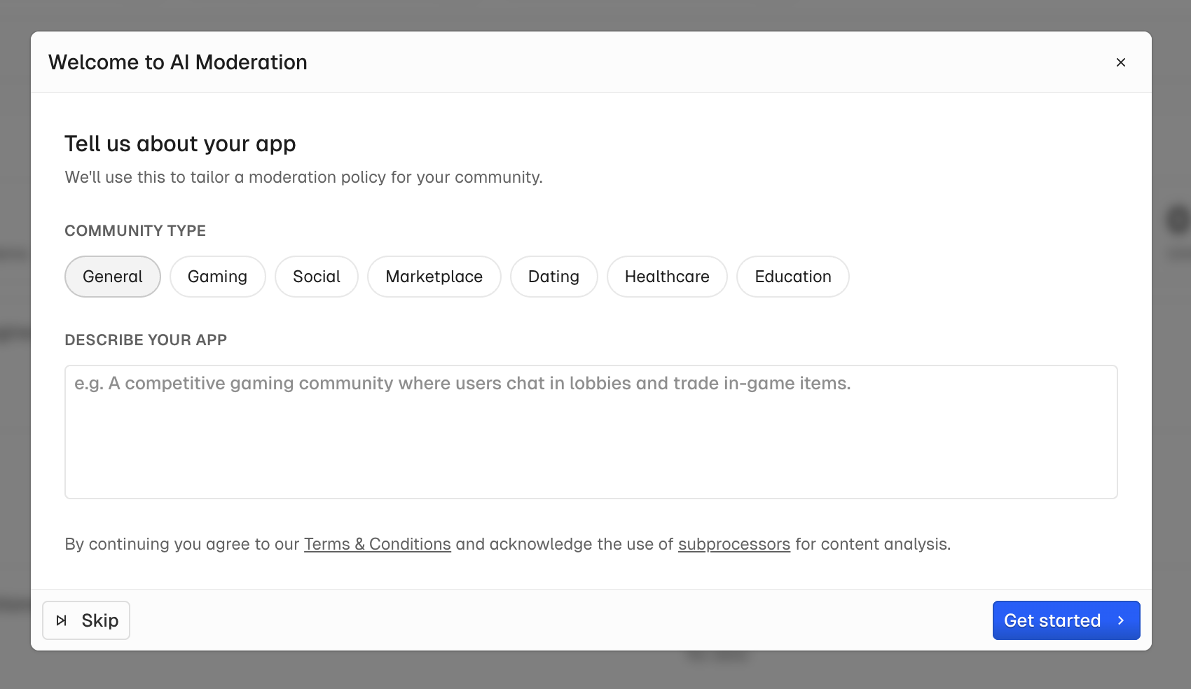 Stream Moderation policy configuration wizard