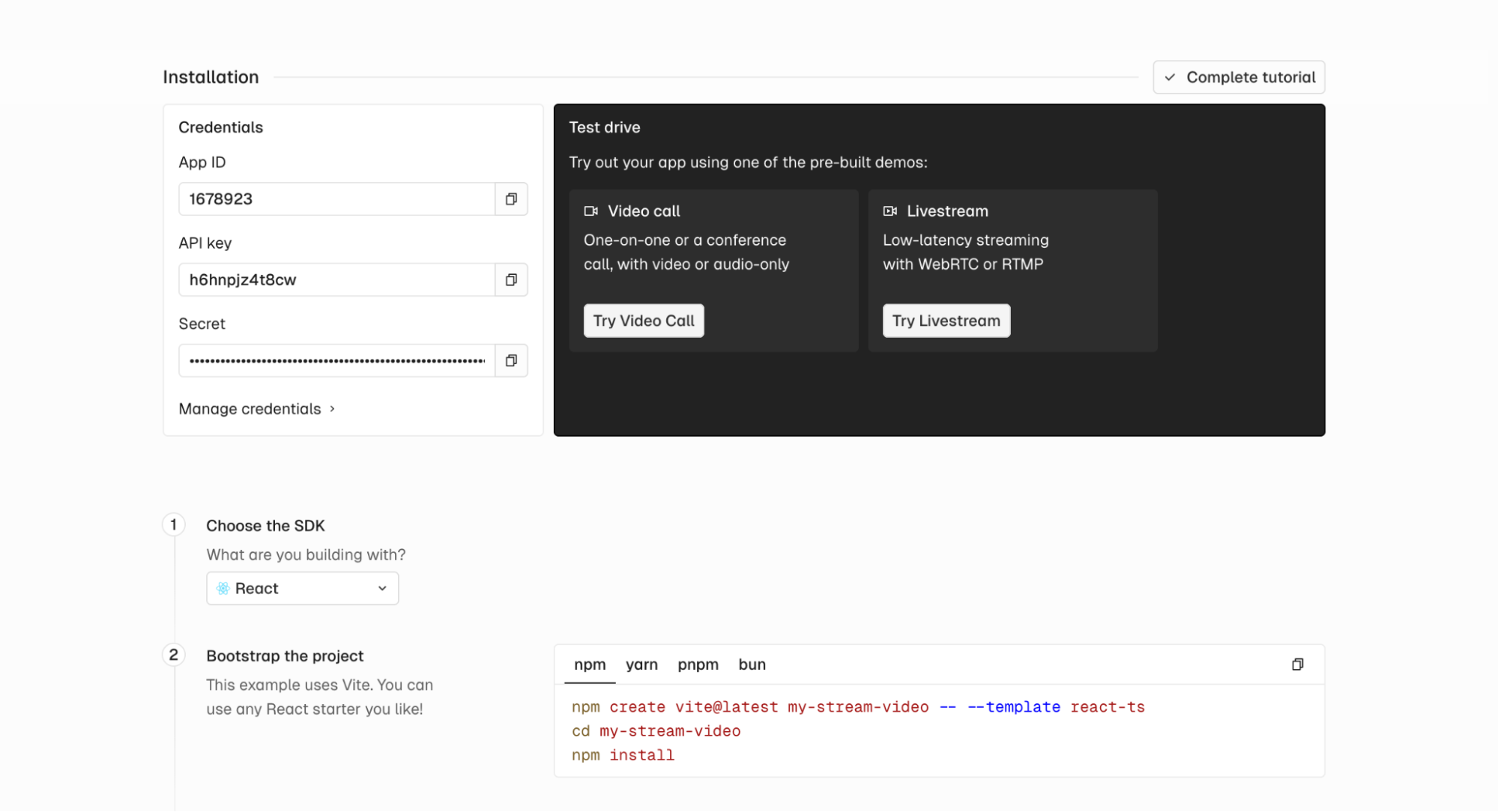 Stream Video Dashboard stats and call detail