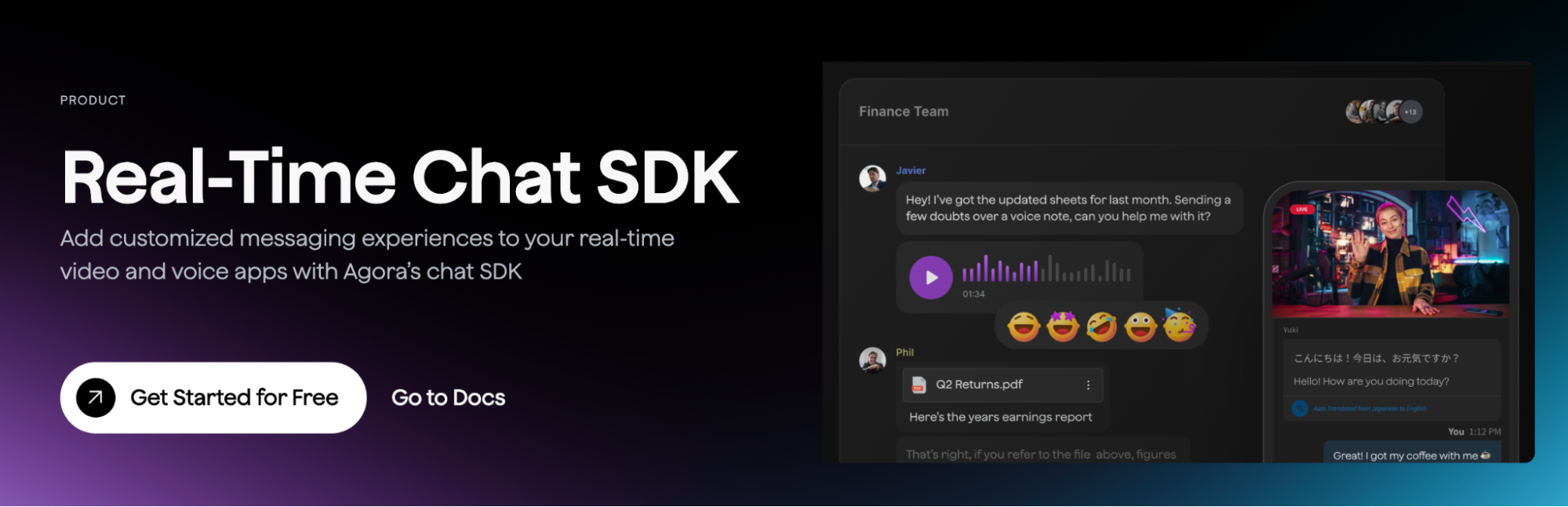 Agora Chat messaging interface