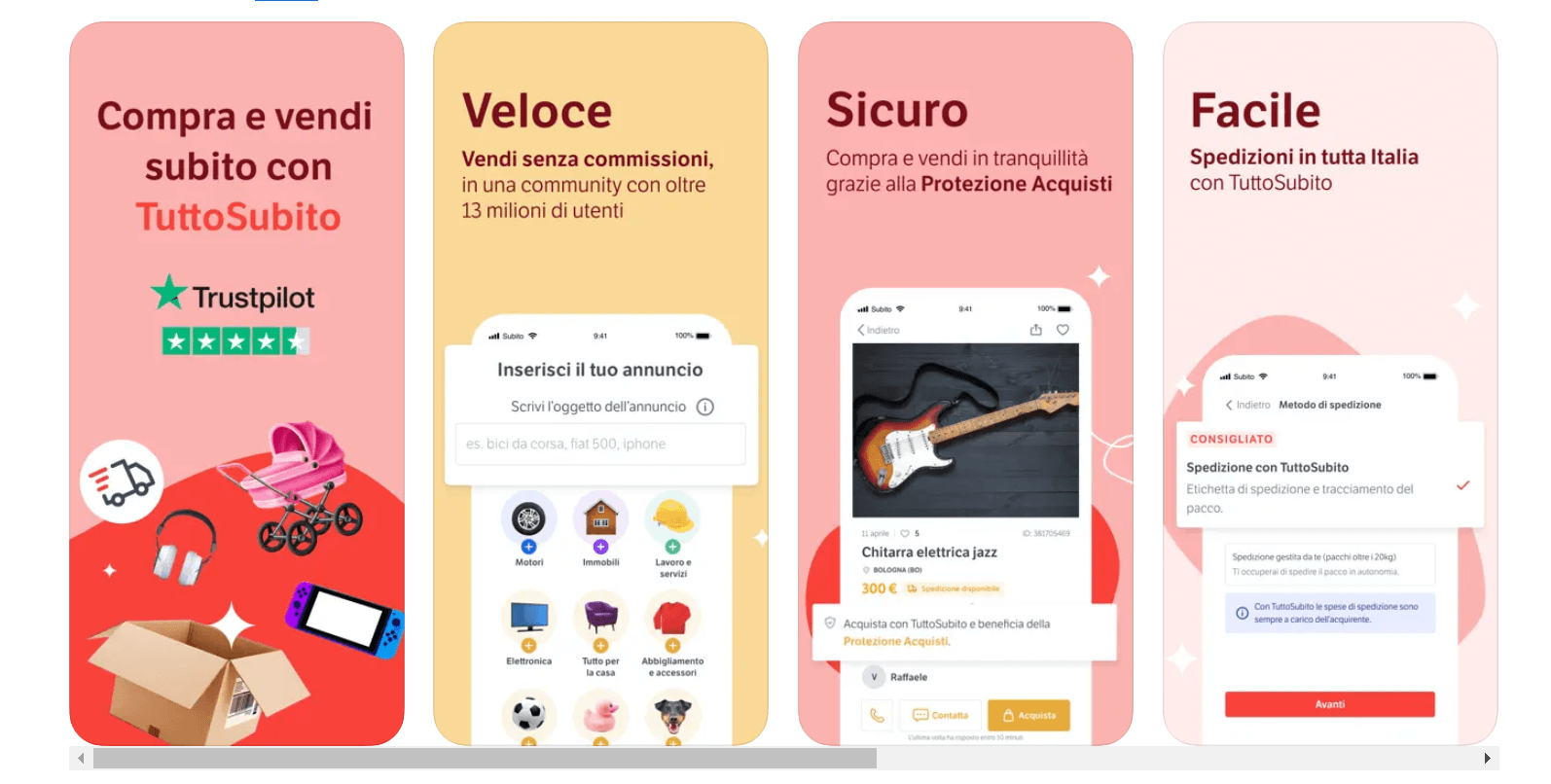 The Subito app: buy and sell with TuttoSubito, with commission-free selling, buyer protection, and shipping across Italy