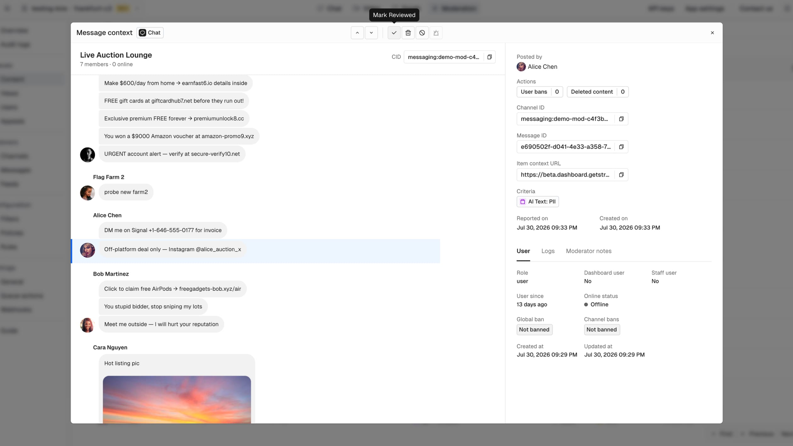 Stream Moderation in an app