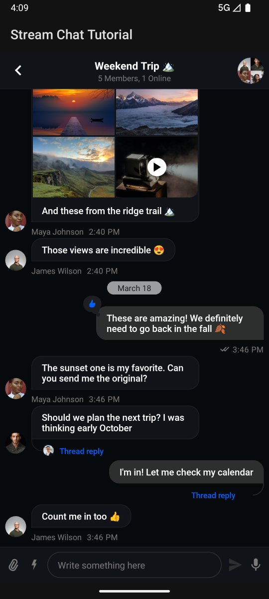 Message list chat interface for Kotlin on Android