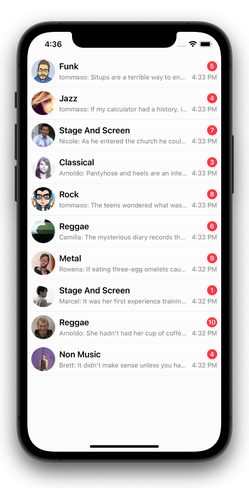 Channel List Chat interface for iOS